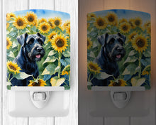 Load image into Gallery viewer, Giant Schnauzer in Sunflowers Ceramic Night Light