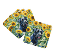 Load image into Gallery viewer, Giant Schnauzer in Sunflowers Coasters - Set of 4 Lightweight Foam, Absorbent Drink Coasters