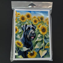 Load image into Gallery viewer, Giant Schnauzer in Sunflowers Greeting Cards - Blank Note Cards – 8-Pack of Artist-Designed Cards with Envelopes
