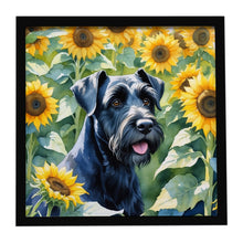Load image into Gallery viewer, Giant Schnauzer in Sunflowers Framed Metal Print