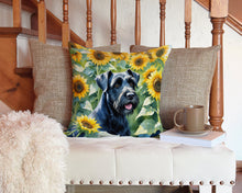Load image into Gallery viewer, Giant Schnauzer in Sunflowers Throw Pillow - 14x14 Decorative Pillow – Art for Your Home &amp; Patio