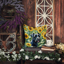 Load image into Gallery viewer, Giant Schnauzer in Sunflowers Throw Pillow - 14x14 Decorative Pillow – Art for Your Home &amp; Patio