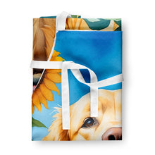 Load image into Gallery viewer, Golden Retriever in Sunflowers Apron – Artist-Designed Kitchen, BBQ &amp; Craft Apron