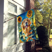 Load image into Gallery viewer, Golden Retriever in Sunflowers House Flag