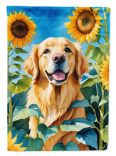 Load image into Gallery viewer, Golden Retriever in Sunflowers House Flag