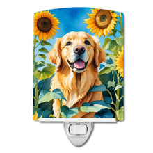 Load image into Gallery viewer, Golden Retriever in Sunflowers Ceramic Night Light