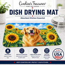 Load image into Gallery viewer, Golden Retriever in Sunflowers Dish Drying Mat Absorbent Dish Drying Mat Pad for Kitchen Counter Dish Drainer Mat for Countertop, 14 x 21", Multicolor