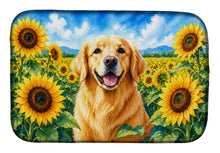 Load image into Gallery viewer, Golden Retriever in Sunflowers Dish Drying Mat Absorbent Dish Drying Mat Pad for Kitchen Counter Dish Drainer Mat for Countertop, 14 x 21", Multicolor