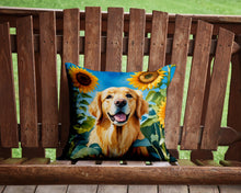 Load image into Gallery viewer, Golden Retriever in Sunflowers Throw Pillow - 14x14 Decorative Pillow – Art for Your Home &amp; Patio