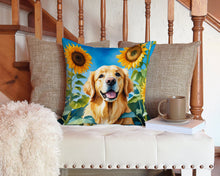 Load image into Gallery viewer, Golden Retriever in Sunflowers Throw Pillow - 14x14 Decorative Pillow – Art for Your Home &amp; Patio