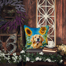 Load image into Gallery viewer, Golden Retriever in Sunflowers Throw Pillow - 14x14 Decorative Pillow – Art for Your Home &amp; Patio
