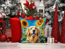 Load image into Gallery viewer, Golden Retriever in Sunflowers Throw Pillow - 14x14 Decorative Pillow – Art for Your Home &amp; Patio