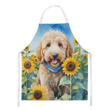 Load image into Gallery viewer, Goldendoodle in Sunflowers Apron – Artist-Designed Kitchen, BBQ &amp; Craft Apron