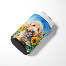 Load image into Gallery viewer, Goldendoodle in Sunflowers Can or Bottle Hugger
