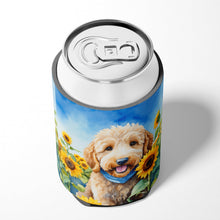 Load image into Gallery viewer, Goldendoodle in Sunflowers Can or Bottle Hugger