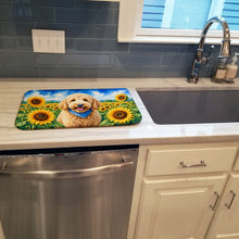 Load image into Gallery viewer, Goldendoodle in Sunflowers Dish Drying Mat Absorbent Dish Drying Mat Pad for Kitchen Counter Dish Drainer Mat for Countertop, 14 x 21", Multicolor