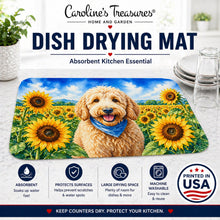 Load image into Gallery viewer, Goldendoodle in Sunflowers Dish Drying Mat Absorbent Dish Drying Mat Pad for Kitchen Counter Dish Drainer Mat for Countertop, 14 x 21", Multicolor