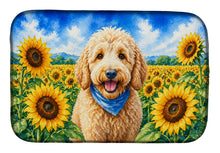 Load image into Gallery viewer, Goldendoodle in Sunflowers Dish Drying Mat Absorbent Dish Drying Mat Pad for Kitchen Counter Dish Drainer Mat for Countertop, 14 x 21", Multicolor
