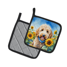 Load image into Gallery viewer, Goldendoodle in Sunflowers Pot Holders - Set of 2 Decorative Kitchen Helpers | Made in the USA