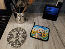 Load image into Gallery viewer, Goldendoodle in Sunflowers Pot Holders - Set of 2 Decorative Kitchen Helpers | Made in the USA
