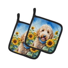 Load image into Gallery viewer, Goldendoodle in Sunflowers Pot Holders - Set of 2 Decorative Kitchen Helpers | Made in the USA