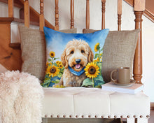 Load image into Gallery viewer, Goldendoodle in Sunflowers Throw Pillow - 14x14 Decorative Pillow – Art for Your Home &amp; Patio