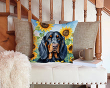 Load image into Gallery viewer, Gordon Setter in Sunflowers Throw Pillow - 14x14 Decorative Pillow – Art for Your Home &amp; Patio