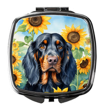 Load image into Gallery viewer, Gordon Setter in Sunflowers Compact Mirror – Stylish Purse Mirror with Artistic Covers