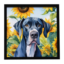 Load image into Gallery viewer, Great Dane in Sunflowers Framed Metal Print