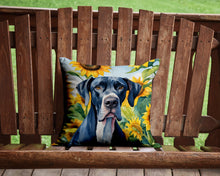 Load image into Gallery viewer, Great Dane in Sunflowers Throw Pillow - 14x14 Decorative Pillow – Art for Your Home &amp; Patio
