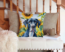 Load image into Gallery viewer, Great Dane in Sunflowers Throw Pillow - 14x14 Decorative Pillow – Art for Your Home &amp; Patio
