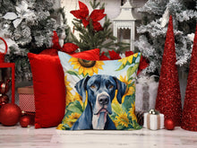 Load image into Gallery viewer, Great Dane in Sunflowers Throw Pillow - 14x14 Decorative Pillow – Art for Your Home &amp; Patio