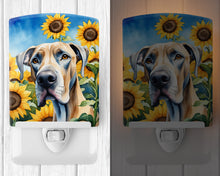 Load image into Gallery viewer, Great Dane in Sunflowers Ceramic Night Light