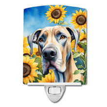 Load image into Gallery viewer, Great Dane in Sunflowers Ceramic Night Light