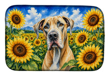 Load image into Gallery viewer, Great Dane in Sunflowers Dish Drying Mat Absorbent Dish Drying Mat Pad for Kitchen Counter Dish Drainer Mat for Countertop, 14 x 21", Multicolor