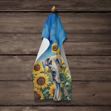 Load image into Gallery viewer, Great Dane in Sunflowers Kitchen Towel
