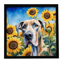 Load image into Gallery viewer, Great Dane in Sunflowers Framed Metal Print