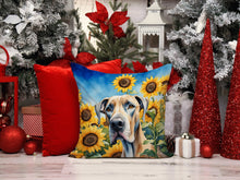 Load image into Gallery viewer, Great Dane in Sunflowers Throw Pillow - 14x14 Decorative Pillow – Art for Your Home &amp; Patio