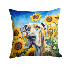 Load image into Gallery viewer, Great Dane in Sunflowers Throw Pillow - 14x14 Decorative Pillow – Art for Your Home &amp; Patio