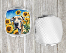 Load image into Gallery viewer, Great Dane in Sunflowers Compact Mirror – Stylish Purse Mirror with Artistic Covers