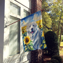 Load image into Gallery viewer, Great Pyrenees in Sunflowers House Flag