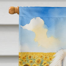 Load image into Gallery viewer, Great Pyrenees in Sunflowers House Flag