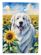 Load image into Gallery viewer, Great Pyrenees in Sunflowers House Flag