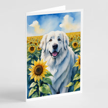 Load image into Gallery viewer, Great Pyrenees in Sunflowers Greeting Cards - Blank Note Cards – 8-Pack of Artist-Designed Cards with Envelopes