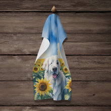 Load image into Gallery viewer, Great Pyrenees in Sunflowers Kitchen Towel