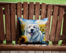 Load image into Gallery viewer, Great Pyrenees in Sunflowers Throw Pillow - 14x14 Decorative Pillow – Art for Your Home &amp; Patio