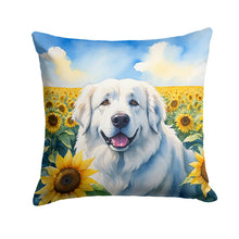 Load image into Gallery viewer, Great Pyrenees in Sunflowers Throw Pillow - 14x14 Decorative Pillow – Art for Your Home &amp; Patio