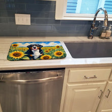 Load image into Gallery viewer, Greater Swiss Mountain Dog in Sunflowers Dish Drying Mat Absorbent Dish Drying Mat Pad for Kitchen Counter Dish Drainer Mat for Countertop, 14 x 21", Multicolor