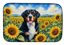 Load image into Gallery viewer, Greater Swiss Mountain Dog in Sunflowers Dish Drying Mat Absorbent Dish Drying Mat Pad for Kitchen Counter Dish Drainer Mat for Countertop, 14 x 21", Multicolor