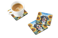 Load image into Gallery viewer, Greater Swiss Mountain Dog in Sunflowers Coasters - Set of 4 Lightweight Foam, Absorbent Drink Coasters